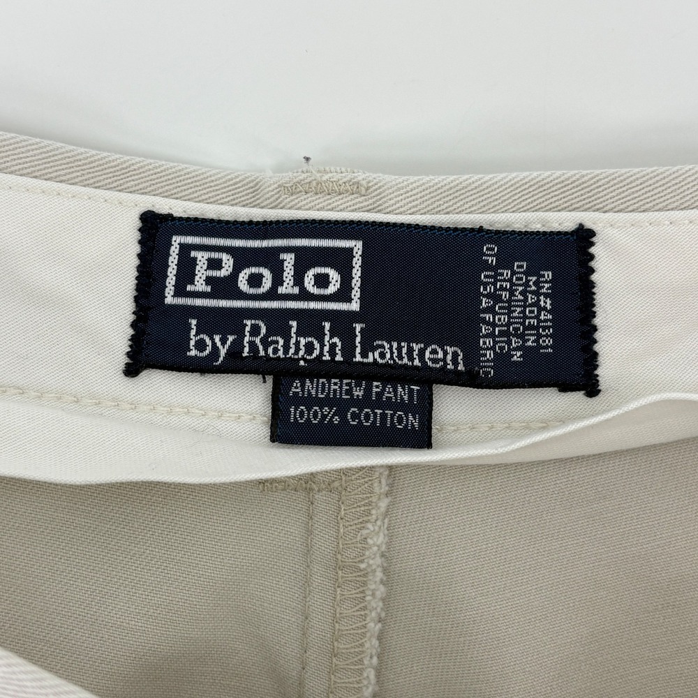 Vintage Polo Ralph Lauren Andrew Pant 36px30 Double Pleated Chino Pants Cream - Picture 6 of 15